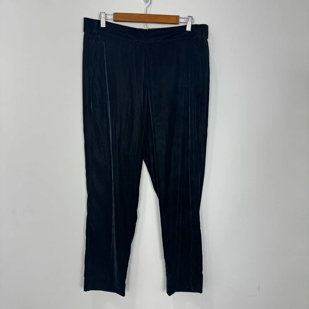 J.Crew Women Pull-on Easy Pant in Black Velvet Relaxed Ankle Pants Size 12T NWT